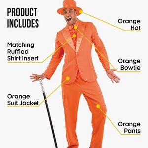 Dumb and Dumber Orange Suit with Hat and Bow tie